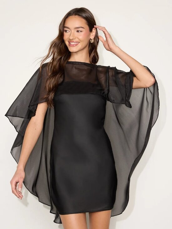 Lulus Dresses & Skirts - Satin Cape Sleeve Mini Dress